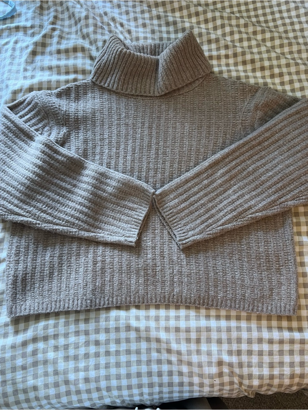 Universal Thread Women's Ribbed Cowl Neck Sweater in Taupe